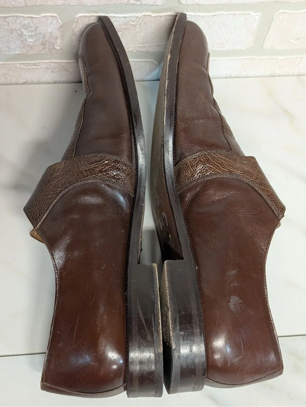 Mezlan Men's Brown Ostrich Leather Monk Strap Dress Shoes Size 16M